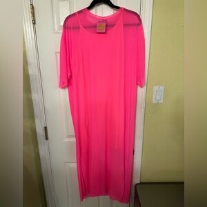 NWT Dressed in LALA Karma Oversized Mesh Midi Dress + Slip